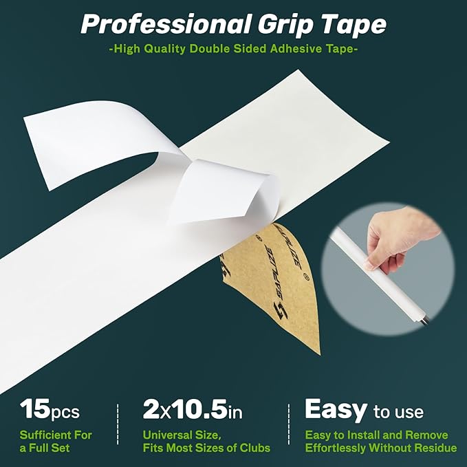 SAPLIZE Professional Golf Grip Kits for Regripping– Optional 5oz/7.4oz Grip Solvent, Pro/Standard Hook Blade, 15/30 Grip Tapes and Rubber Vise Clamp