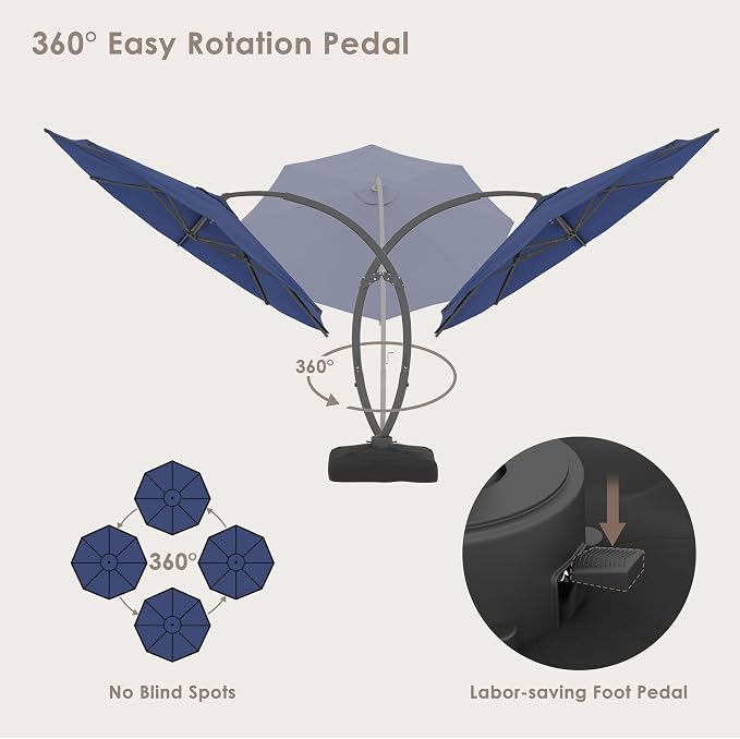 12FT All Aluminum Cantilever Patio Umbrella - Image 6