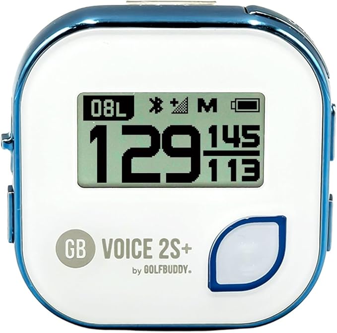 GolfBuddy Voice 2S+ Talking GPS Rangefinder Bundle with Official GolfBuddy Wristband – Audio Distance to Front/Center/Back, 18-Hour Battery, Preloaded Courses, Wearable Golf GPS Watch Conversion