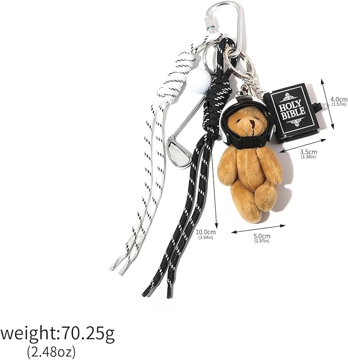 Unique Keychain Designer Rope Bag Charms for Handbag - Cute Teddy Bear Purse Charm - Leather Dachshund Accessory