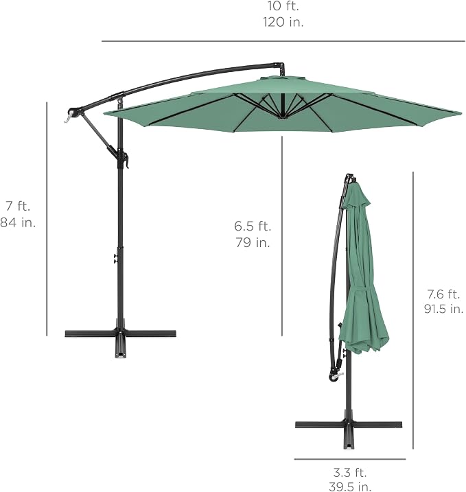 Best Choice Products 10ft Offset Cantilever Hanging Market Patio Umbrella - Image 7