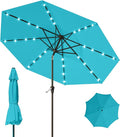 9FT Patio Umbrella with Solar Lights, Outdoor Market Umbrella with Tilt and by YourPerfectOutdoorEscape