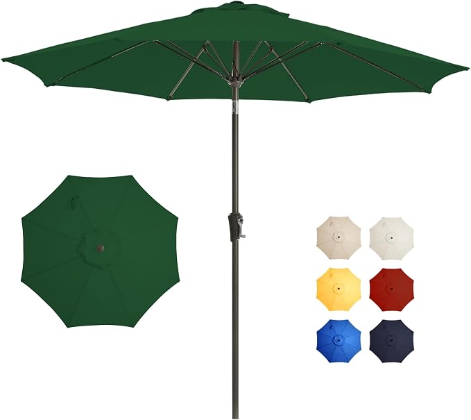 9FT Large Outdoor Patio Umbrella Pool Market Umbrella-UV Resistant, Easy Push by GREFORG