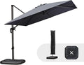 PURPLE LEAF Umbrella with Base & Cover 9' x 9' Custom Height Control Grey | by PURPLELEAF