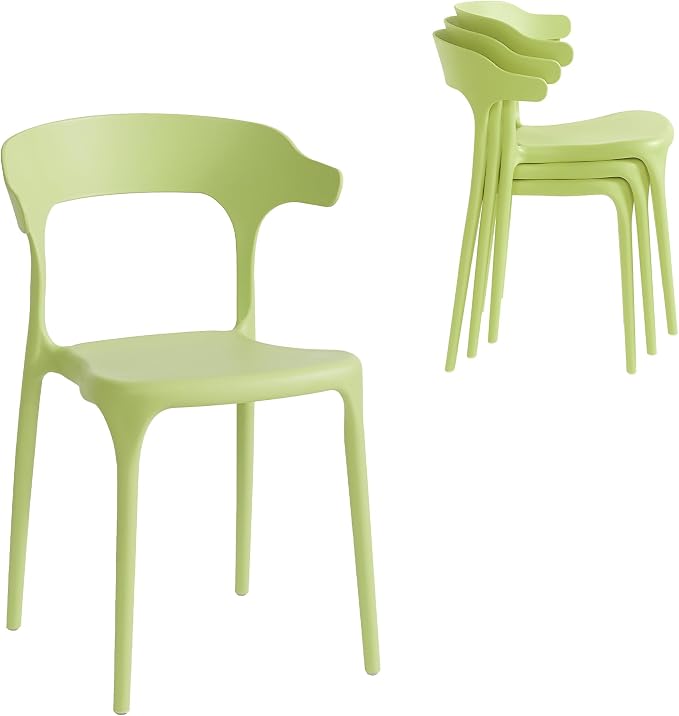 Modern Stackable Dining Chair Set, No Assembly, Plastic Chair, Patio Chair by XDECO