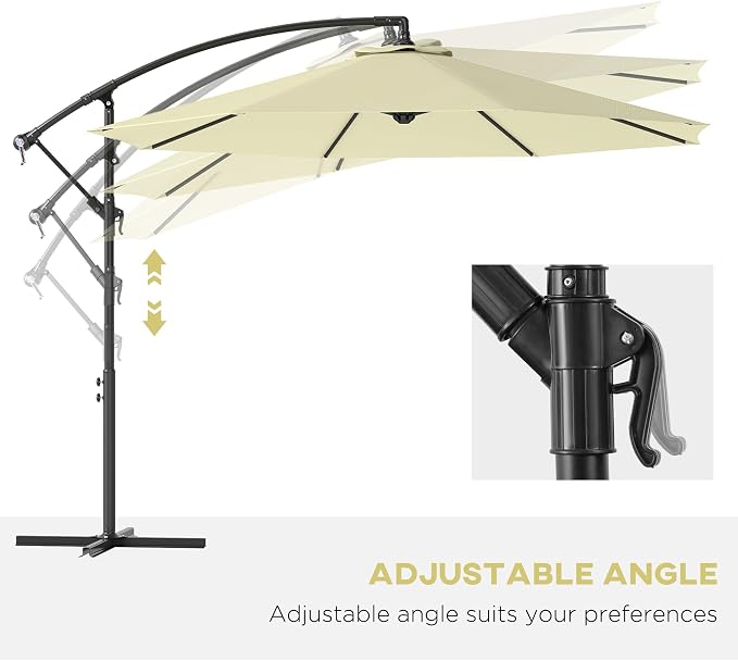 Outsunny 10' Cantilever Hanging Tilt Offset Patio Umbrella | UV & Water - Image 4