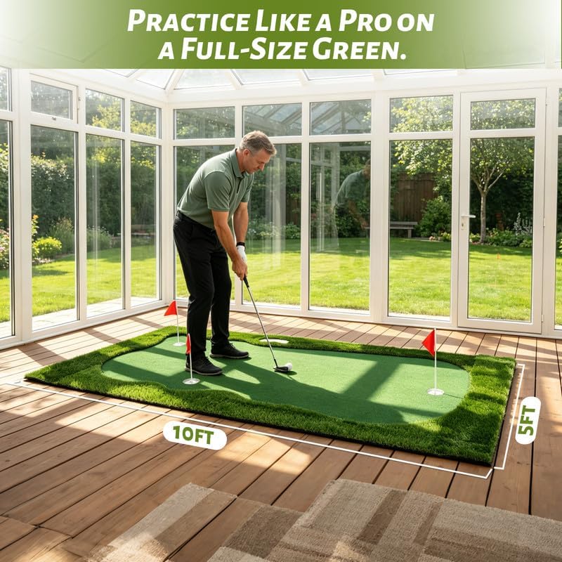Golf Practice Mat–Indoor/Outdoor Putting Green & Hitting, 5x5/5x10/5x12 ft - Image 3