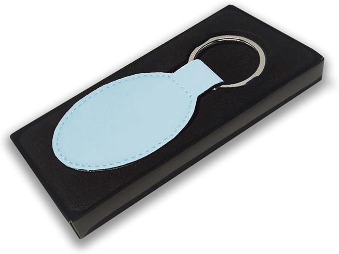 LaserGram Oval Keychain, Golf Ball, Personalized Engraving Included (Light Blue)