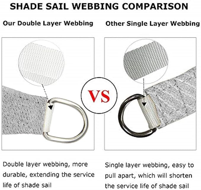 Shade&Beyond Rectangle Sun Shade Sail 20'X26' Permeable Canopy Light Grey - Image 3