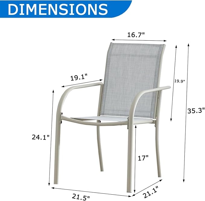 Outdoor Dining Chairs Set of 6, Stackable Patio Chairs - Image 3
