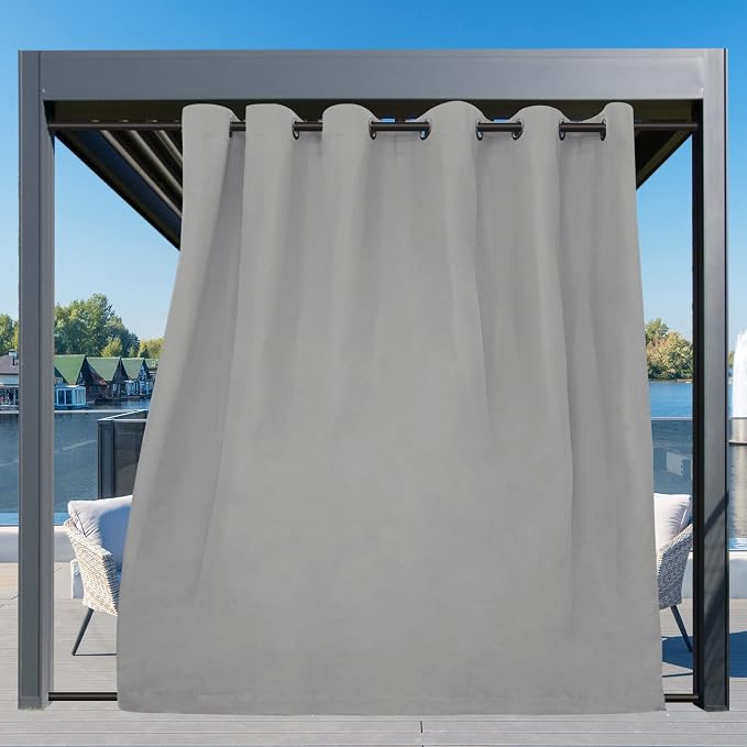 Easy-Going Outdoor Curtains for Patio 1 Panel, 110x84 inch, Light Grey | - Image 3