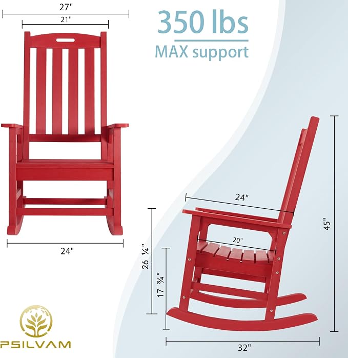 Oversized Outdoor Rocking Chair, HDPE Porch Rocker | High Back Rocking Chairs - Image 3