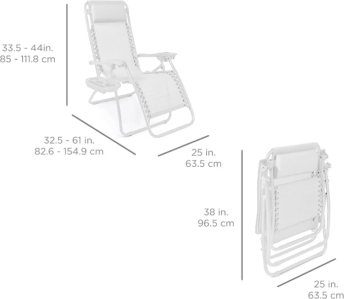 Best Choice Products Set of 2 Adjustable Steel Mesh Zero Gravity Lounge Chair - Image 3