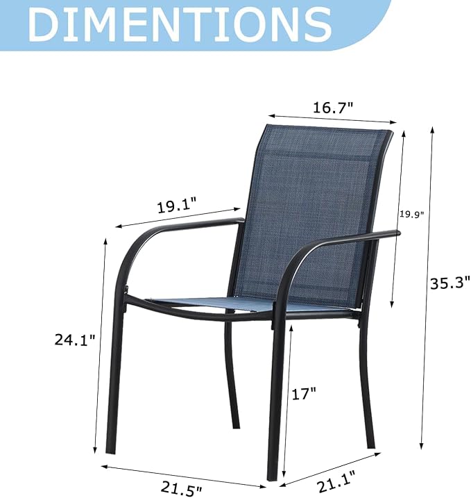 Stackable Patio Chairs Set of 2, Outdoor Dining Chairs - Image 2