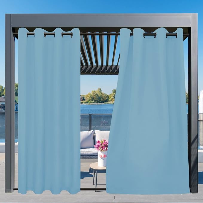 Easy-Going Outdoor Curtains for Patio 1 Panel, 54x120 inch, Sky Blue | - Image 3
