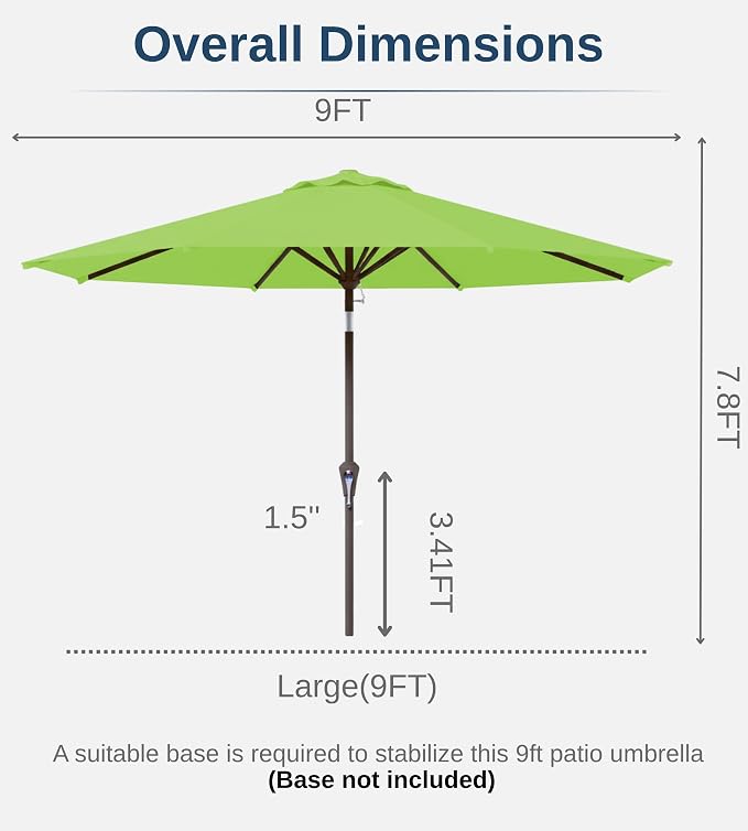 9FT Auto-Tilt Patio Umbrella|Outdoor Market Table Umbrella - Image 7
