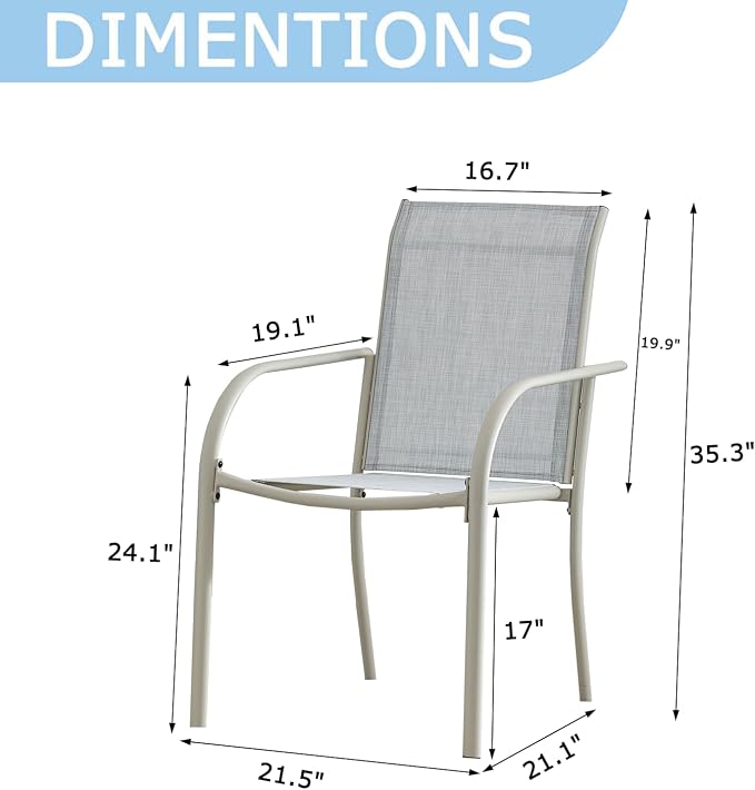 Stackable Patio Chairs Set of 6, Outdoor Dining Chairs - Image 2