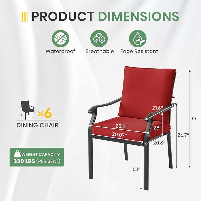 LVUYOYO Outdoor Patio Dining Chairs Set of 6, Metal Stackable Chairs Set - Image 3