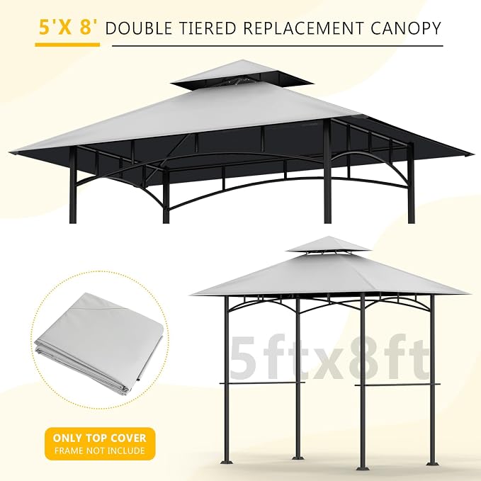 Grill Gazebo Canopy Replacement, 5 x 8 Ft, UV Resistant, Water Resistant - Image 5