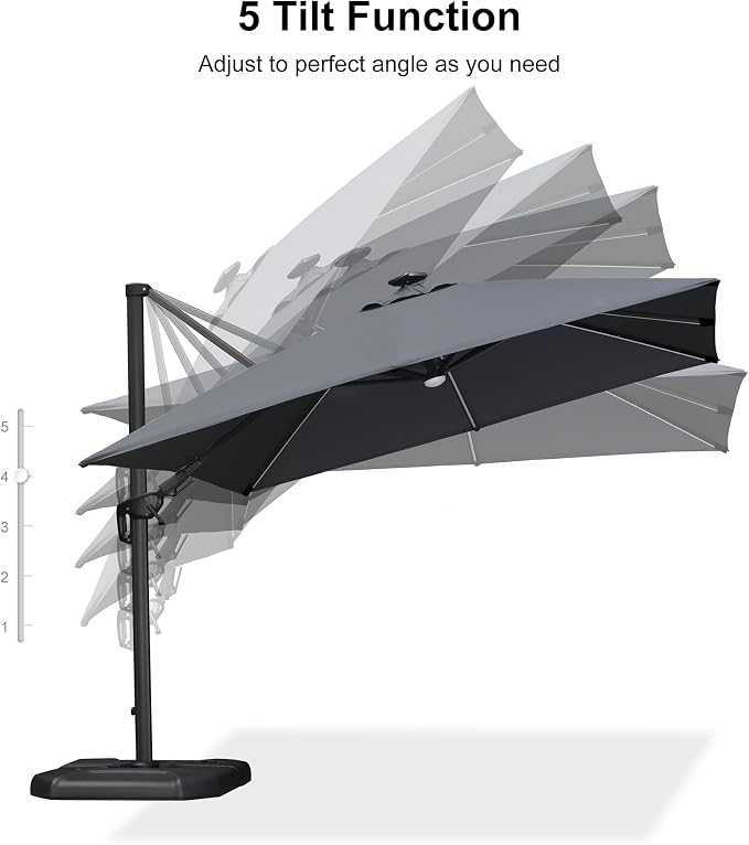 PURPLE LEAF Patio Umbrella W/Base Left-right Tilt 10FT - Image 9