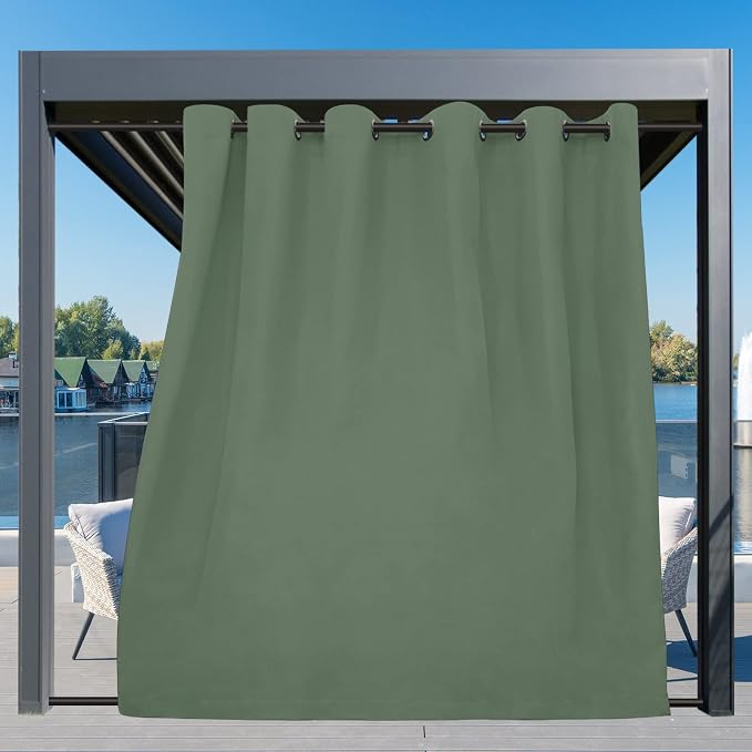 Easy-Going Outdoor Curtains for Patio 1 Panel, 110x96 inch, Sage Green | - Image 3