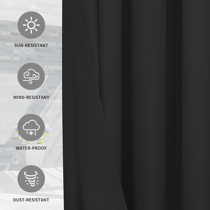 Easy-Going 100% Waterproof Outdoor Curtains 110x108 inch, Gazebo and Pergola 1 - Image 5
