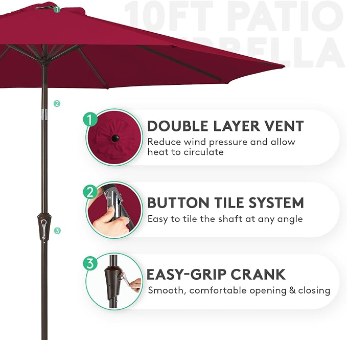 JEAREY 10FT Outdoor Patio Umbrella Outdoor Table Umbrella - Image 2