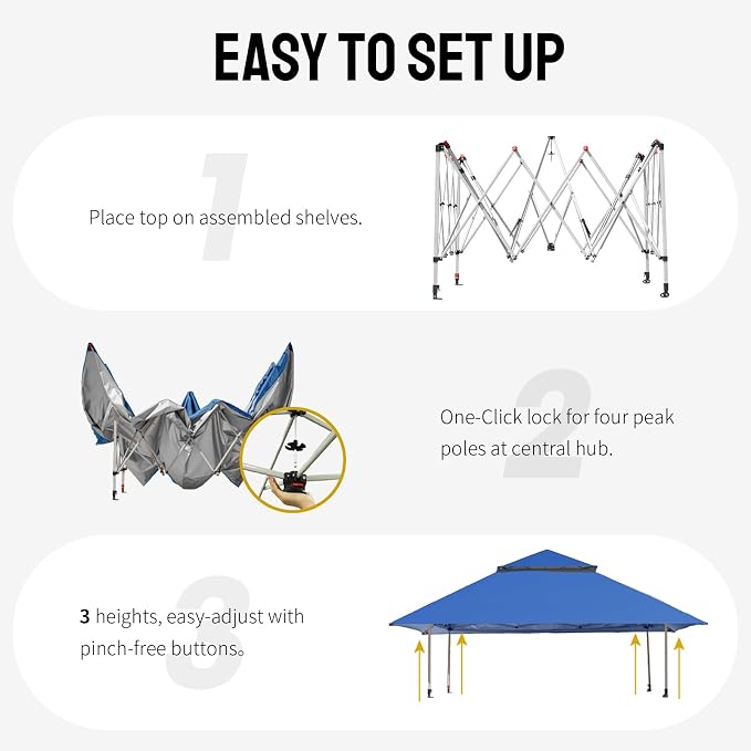 CROWN SHADES 13x13 Pop Up Gazebo, Outdoor Canopy Tent, Outdoor Gazebo - Image 7