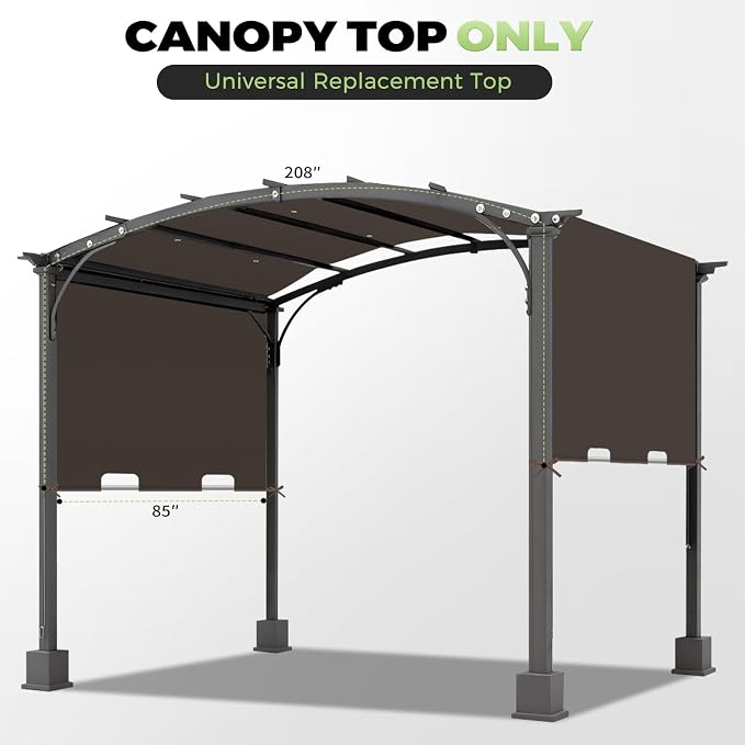 85x208 in Pergola Shade Cover for L-PG080PST Pergola | Brown, Cover Only - Image 2