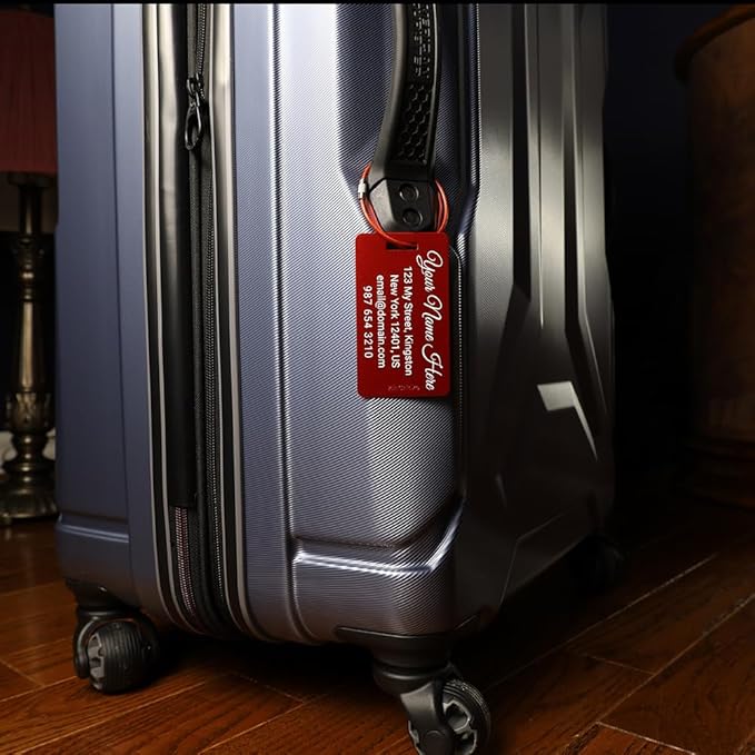 Custom Bag Tags for Luggage, Personalized Luggage Tags for Suitcases - Laser Engraved Metal Tags- Pack of 2 (Emerald Shadow, 2x3.5)