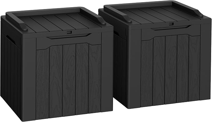 Flamaker 2 Pack Deck Box 31 Gallon Waterproof Resin Storage Box by Flamaker
