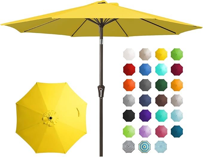 JEAREY 9FT Outdoor Patio Umbrella, Market Umbrella, Tilt & Crank UV Protection by JEAREYOutdoorsCollection