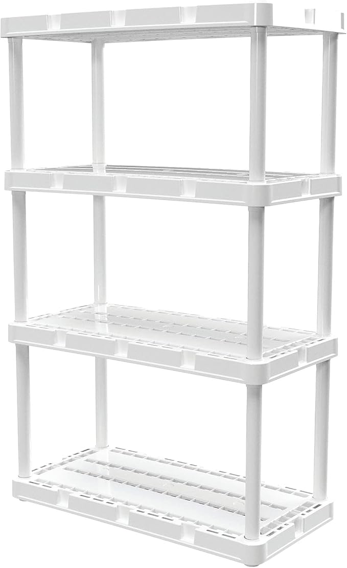 Gracious Living 4-Shelf Unit, Plastic Storage Shelves and Rack, Knect-A-Shelf by GraciousLiving