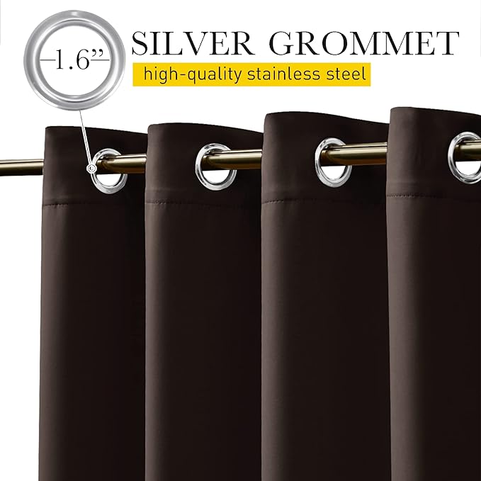 NICETOWN 2 Panels Outdoor Curtains Waterproof Extra Long W52xL108 Brown | - Image 2