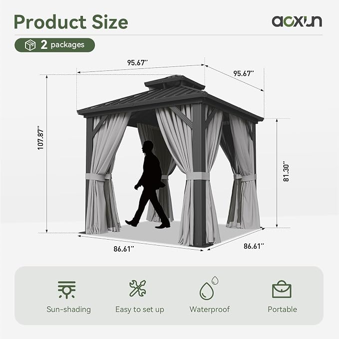 Aoxun Gazebo 8x8 Hardtop Gazebo - Image 3
