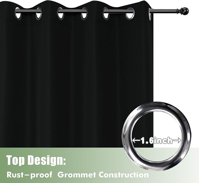 HolidayIdeas Outdoor Curtains for Patio Waterproof 8 Pcs 54x84 Inch Black | - Image 4