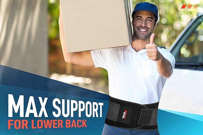 FEATOL Breathable Back Brace with Lumbar Pad for Women & Men, Support Belt for Lower Back Pain Relief for Herniated Disc, Sciatica, Scoliosis S/M (Waist Size:24.4''-29.8'')