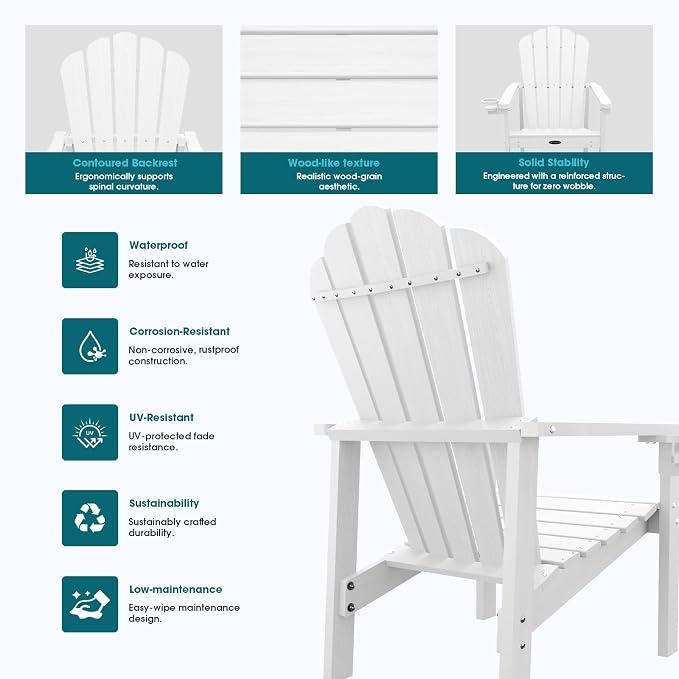THOEOE Stackable Adirondack Chair Set of 4, Fire Pit Chairs Set of 4 | - Image 6