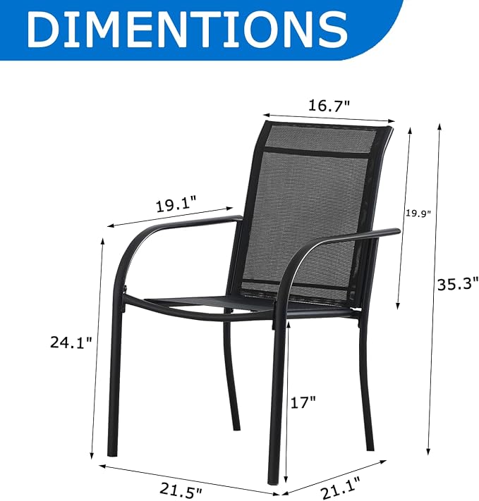 Outdoor Dining Chairs Set of 2, Stackable Patio Chair - Image 2
