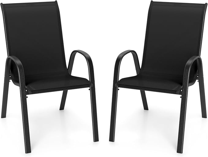 Giantex Patio Chairs Set of 2, Stackable Outdoor Dining Chairs by Giantex