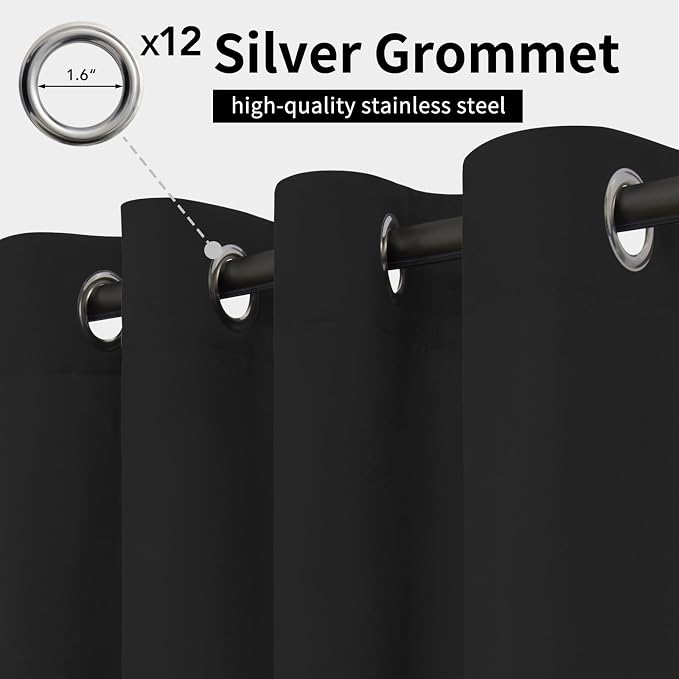 Easy-Going Outdoor Curtains for Patio 1 Panel, 110x120 inch, Weatherproof - Image 2