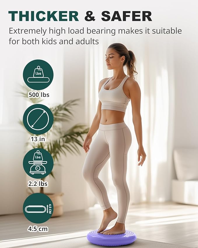 Trideer Wobble Cushion Core Balance Disc, Flexible Seating for Classroom Elementary, Wiggle Seat for Sensory Kids, Balance Pad with Inflation Pump