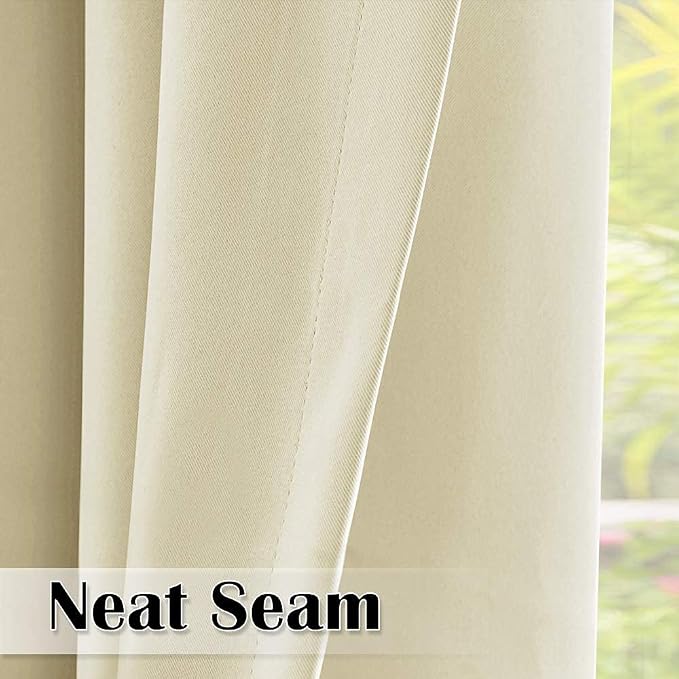 Outdoor Curtains for Patio W100 x L84 Inch Natural Beige, 1 Panel | Thick - Image 7