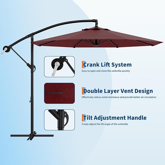 Garvee 10FT Offset Patio Umbrella - Image 3