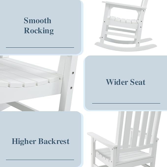 Oversized Outdoor Rocking Chair, HDPE Porch Rocker | High Back Rocking Chairs - Image 5