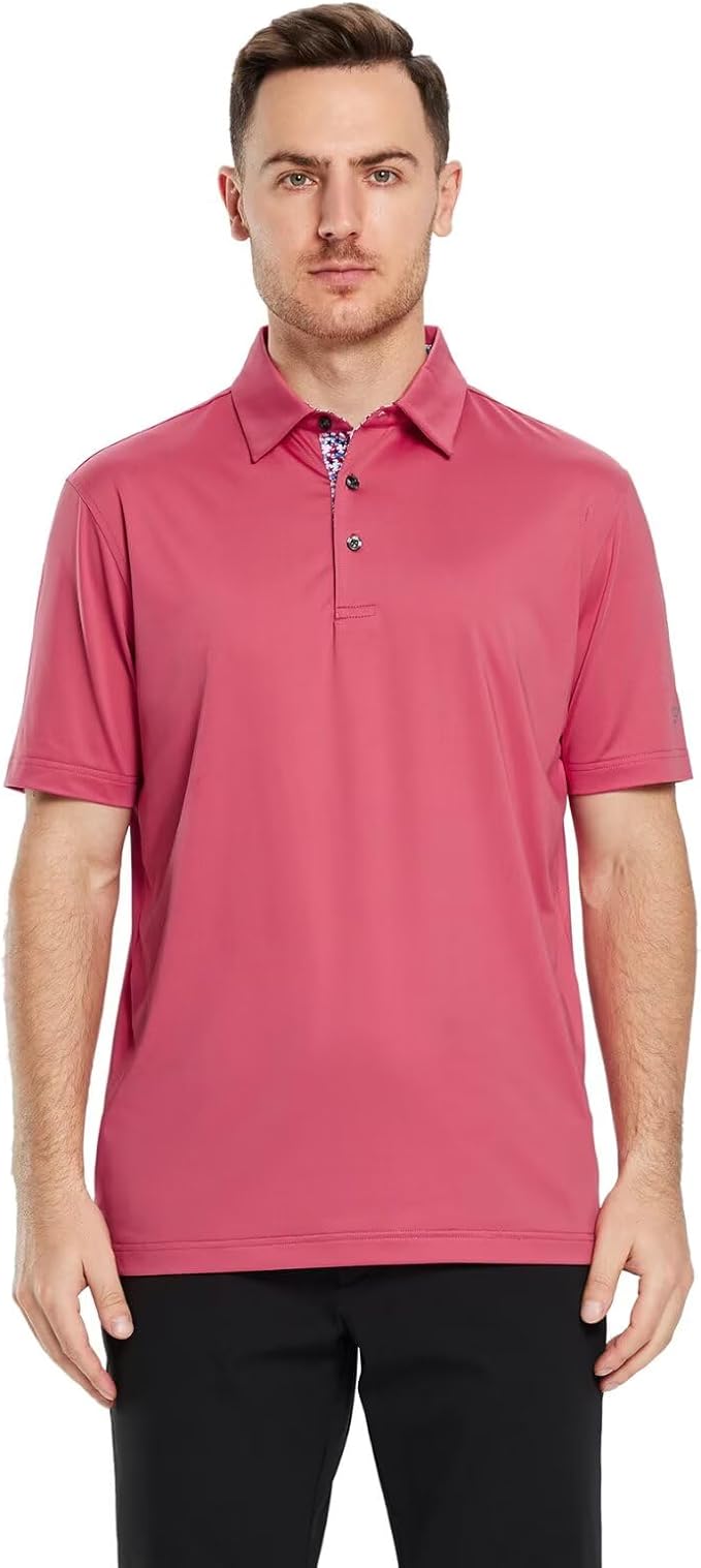 Mens Polo Shirts Short and Long Sleeve Casual Solid Stylish Dry Fit Performance Designed Collared Golf Polo Shirts for Men