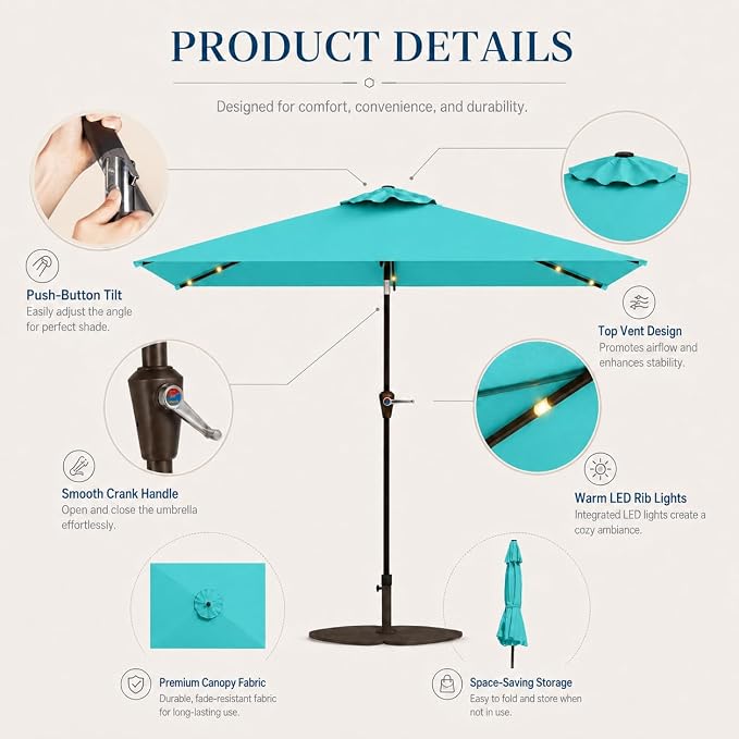6.5 x 10ft Rectangular Patio Umbrella - Image 6
