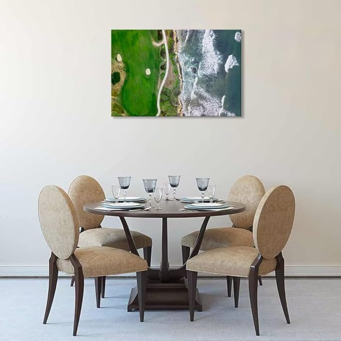 Half Moon Bay Golf Links in San Francisco California Wall Art for Office Living Room Bedroom Bathroom Wall Decor Golf Picture Poster Framed Artwork Canvas Prints Ready to Hang(12''H x 16''W)