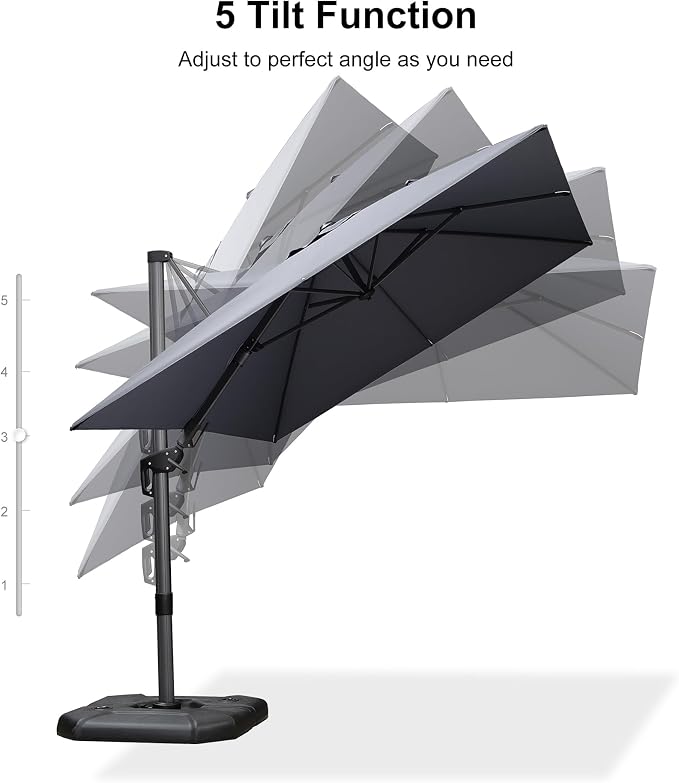 PURPLE LEAF Cantilever Umbrella Left-right Tilting 8.2' X 11.5' Light Grey | 5 - Image 8