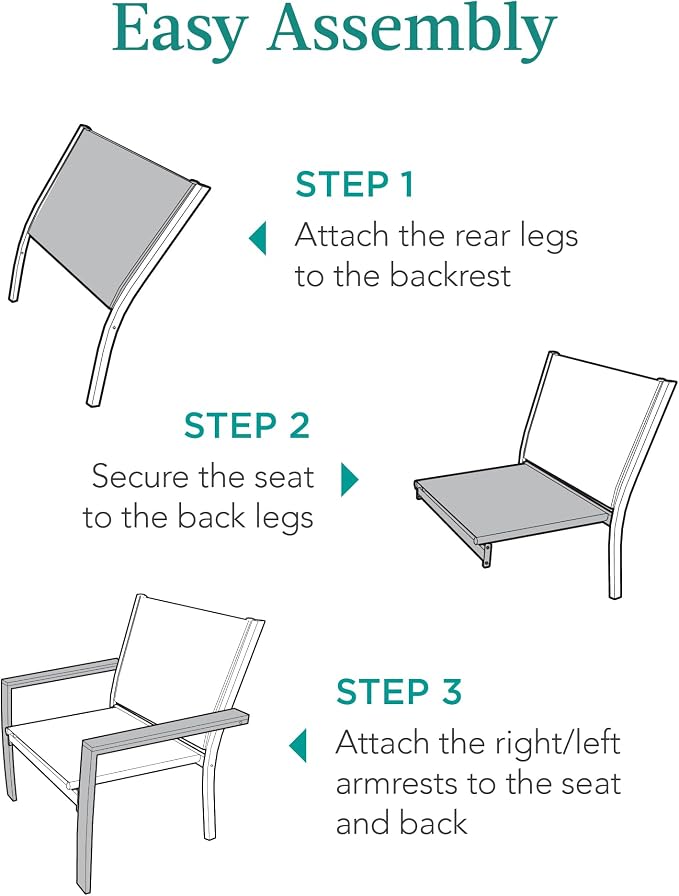 Best Choice Products Set of 2 Stackable Outdoor Textilene Chairs, All-Weather - Image 7